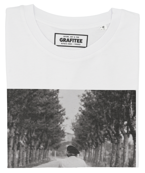 T-shirt in cotone biologico con foto vintage in bianco e nero