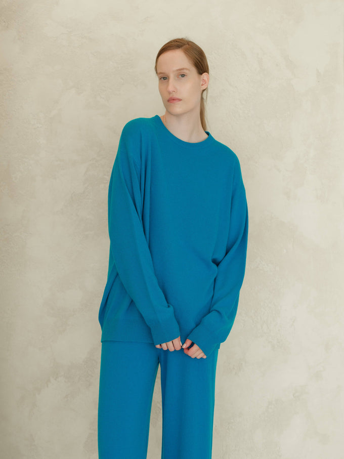 Maglione girocollo classico in misto cashmere