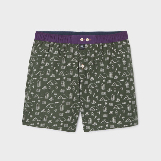 Boxer in cotone biologico fantasia campeggio