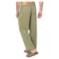 Pantaloni lunghi estivi in cotone verde con coulisse