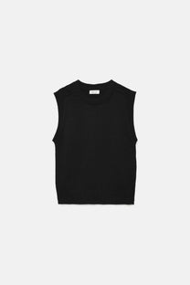 Gilet in maglia rasata girocollo