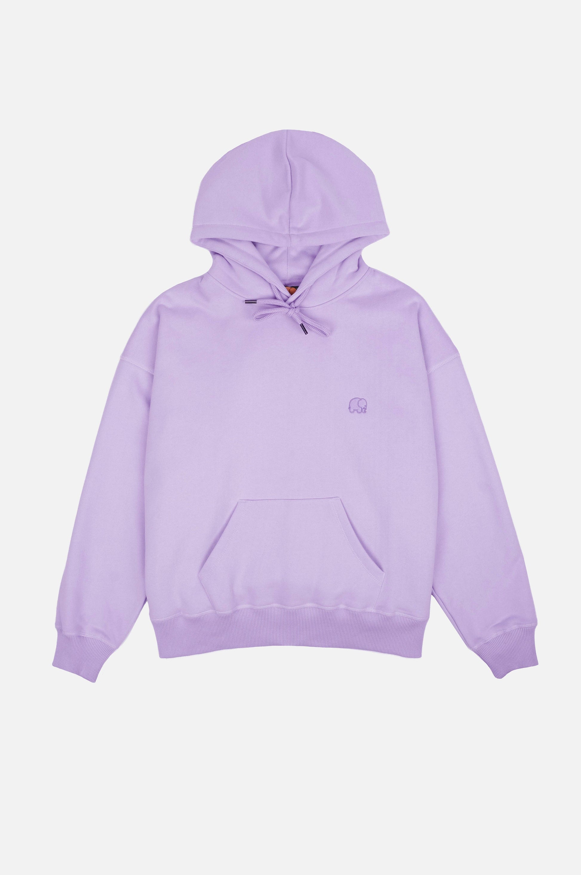 Felpa oversize da donna in cotone biologico con cappuccio color lavanda