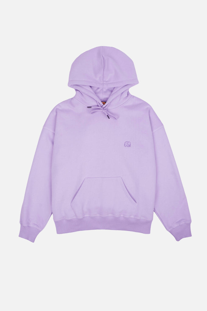 Felpa oversize da donna in cotone biologico con cappuccio color lavanda