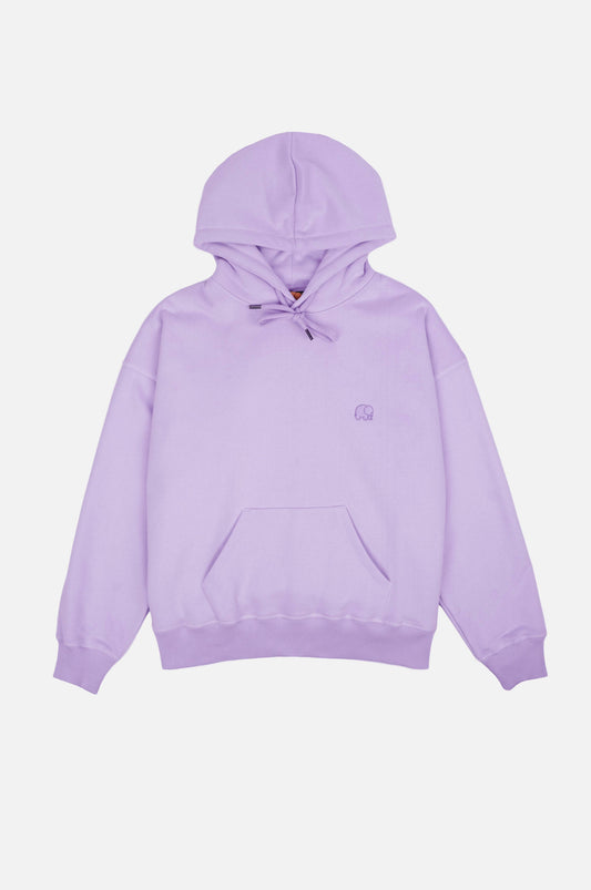 Felpa oversize da donna in cotone biologico con cappuccio color lavanda