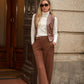 Gilet con paillettes a quadri multicolore