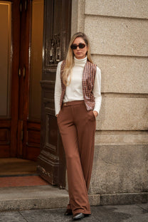 Gilet con paillettes a quadri multicolore