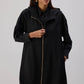 Gilet felpato lungo con zip e cappuccio