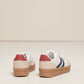 Sneakers platform in PU bicolore da donna