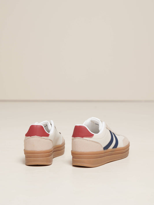 Sneakers platform in PU bicolore da donna