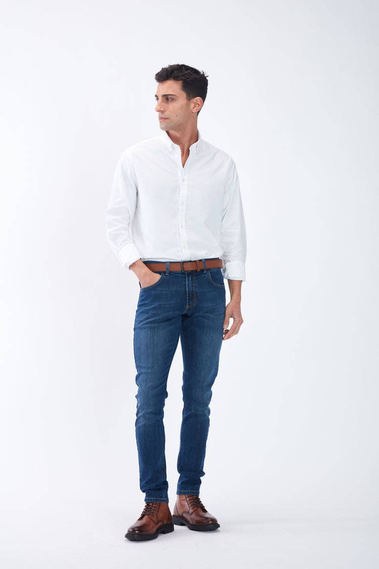 Jeans uomo in cotone stretch blu