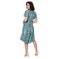 Abito estivo midi boho a portafoglio con scollo a V