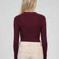 Maglione a coste con collo polo color vino