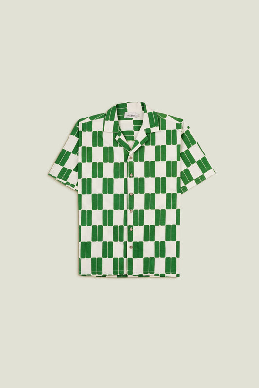 Camicia uomo a fantasia verde in cotone premium