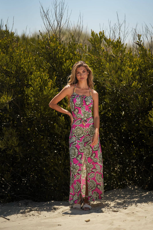 Top con perline e stampa floreale