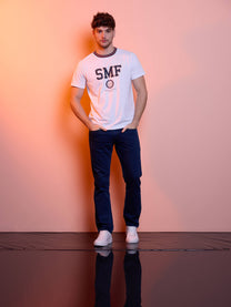 T-shirt SMF con logo e profilo a contrasto