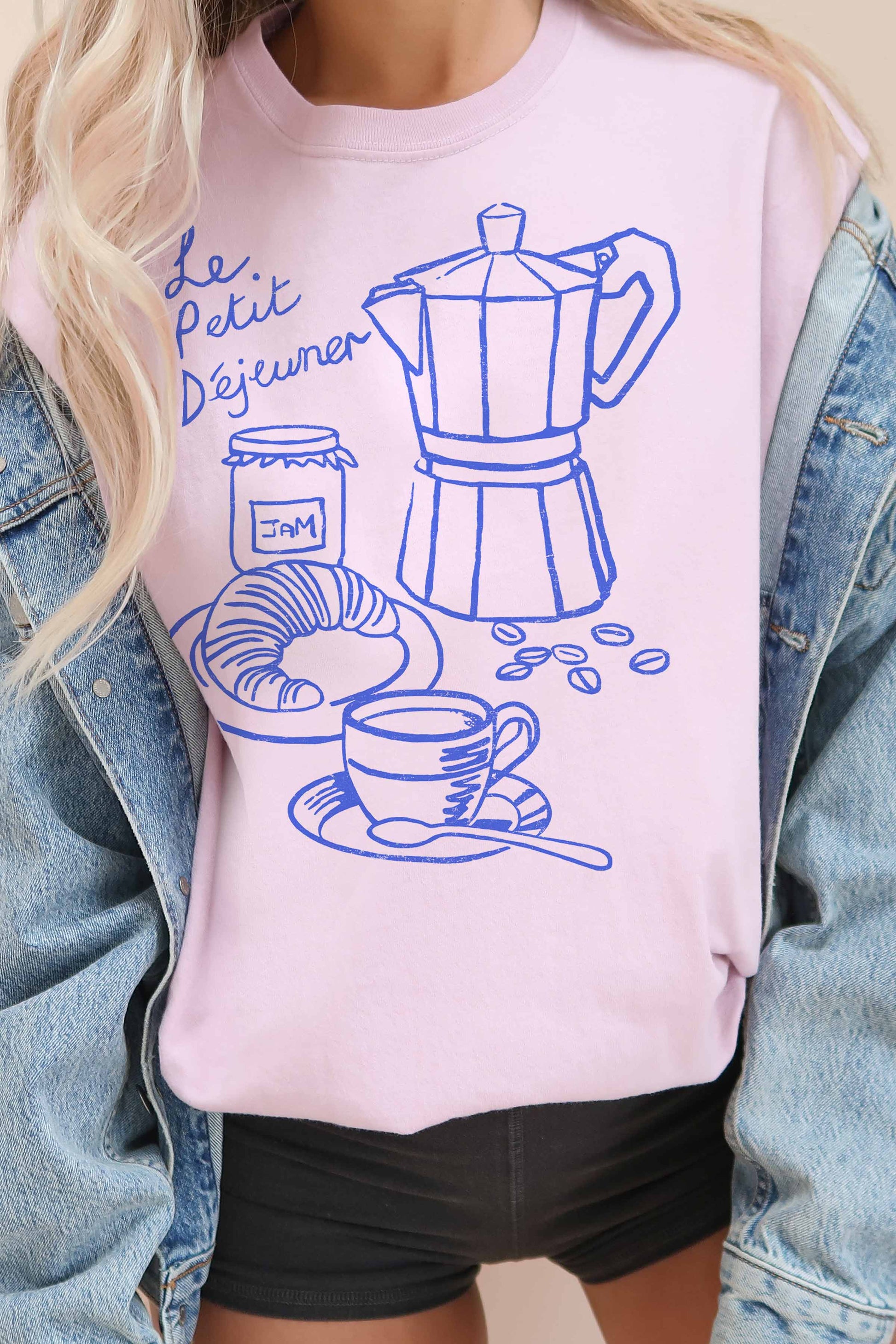T-shirt oversize grafica “Le Petit Déjeuner” in cotone