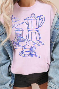 T-shirt oversize grafica “Le Petit Déjeuner” in cotone