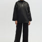 Felpa in raso oversize con zip e cappuccio
