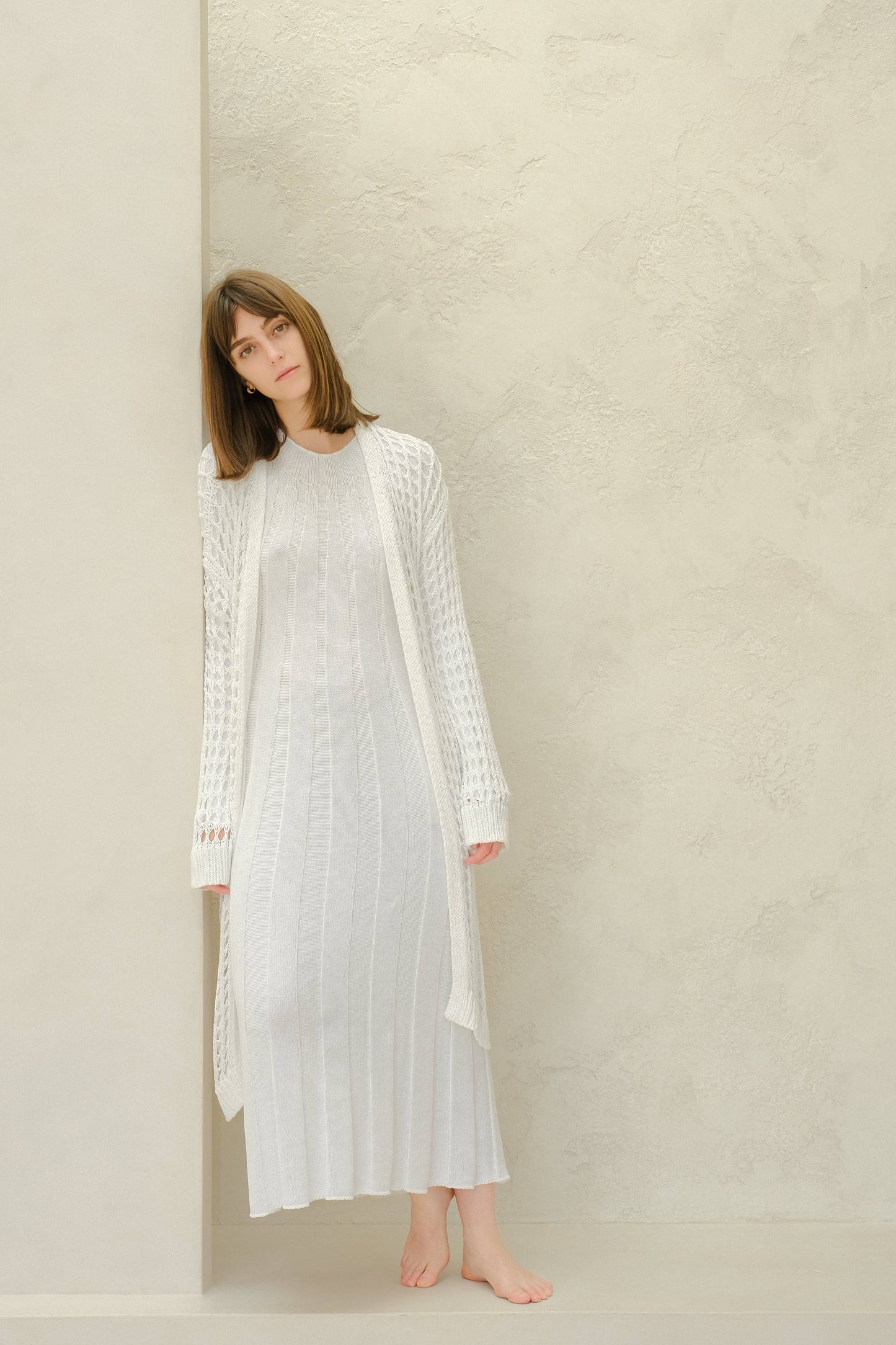 Cardigan maxi all’uncinetto in cotone