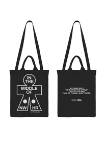 Borsa tote in cotone biologico con stampa "In the Middle" nera