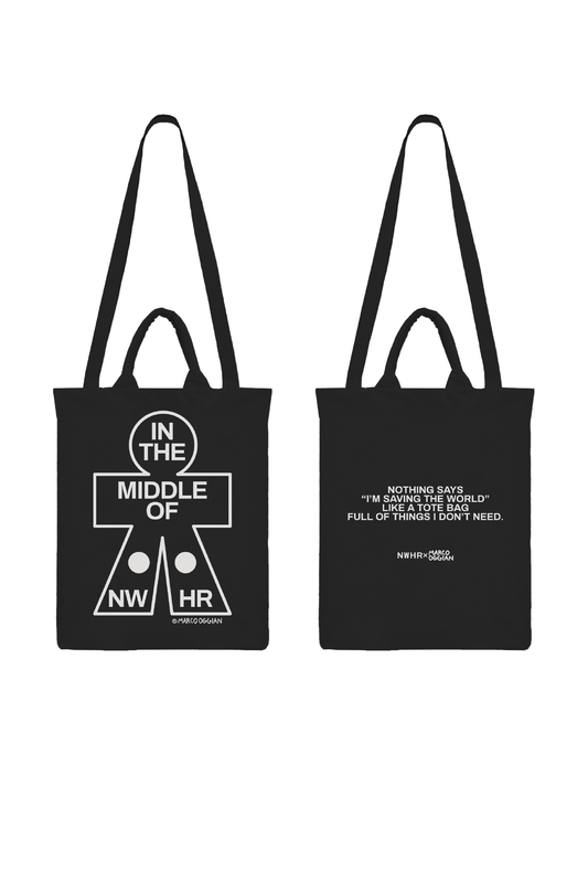 Borsa tote in cotone biologico con stampa "In the Middle" nera
