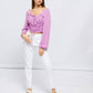 Blusa corta in rayon con maniche a sbuffo