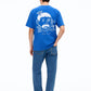 T-shirt blu elettrico con stampa scimmie