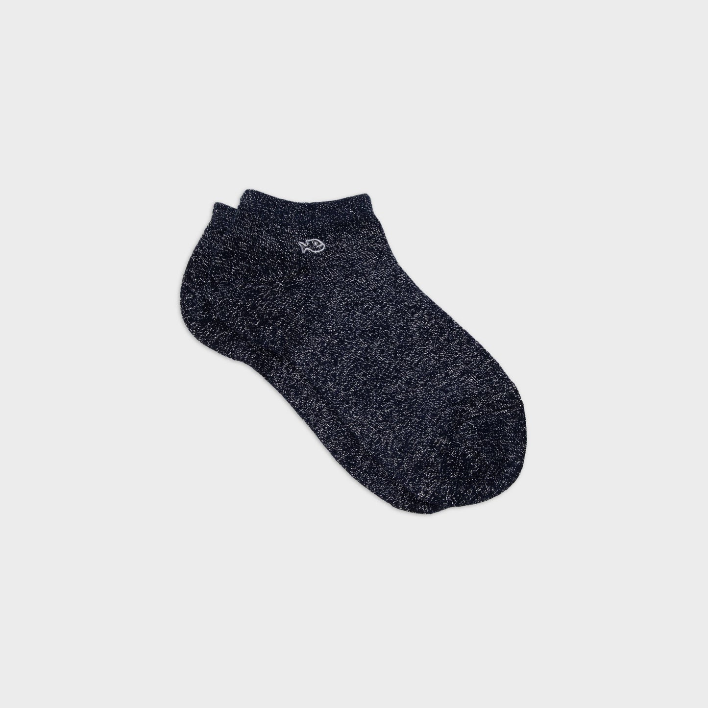 Calzini alla caviglia in cotone glitterato blu marino