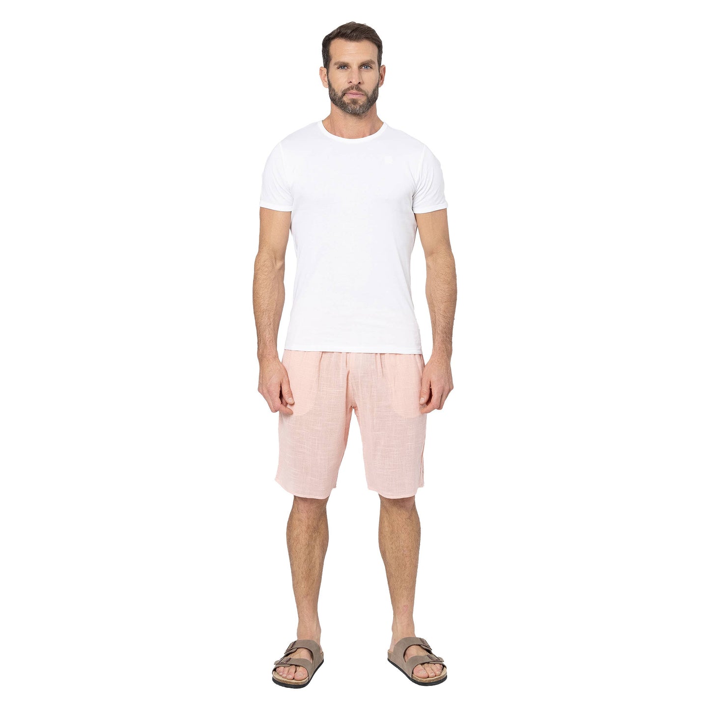 Pantaloncini estivi in cotone rosa con coulisse