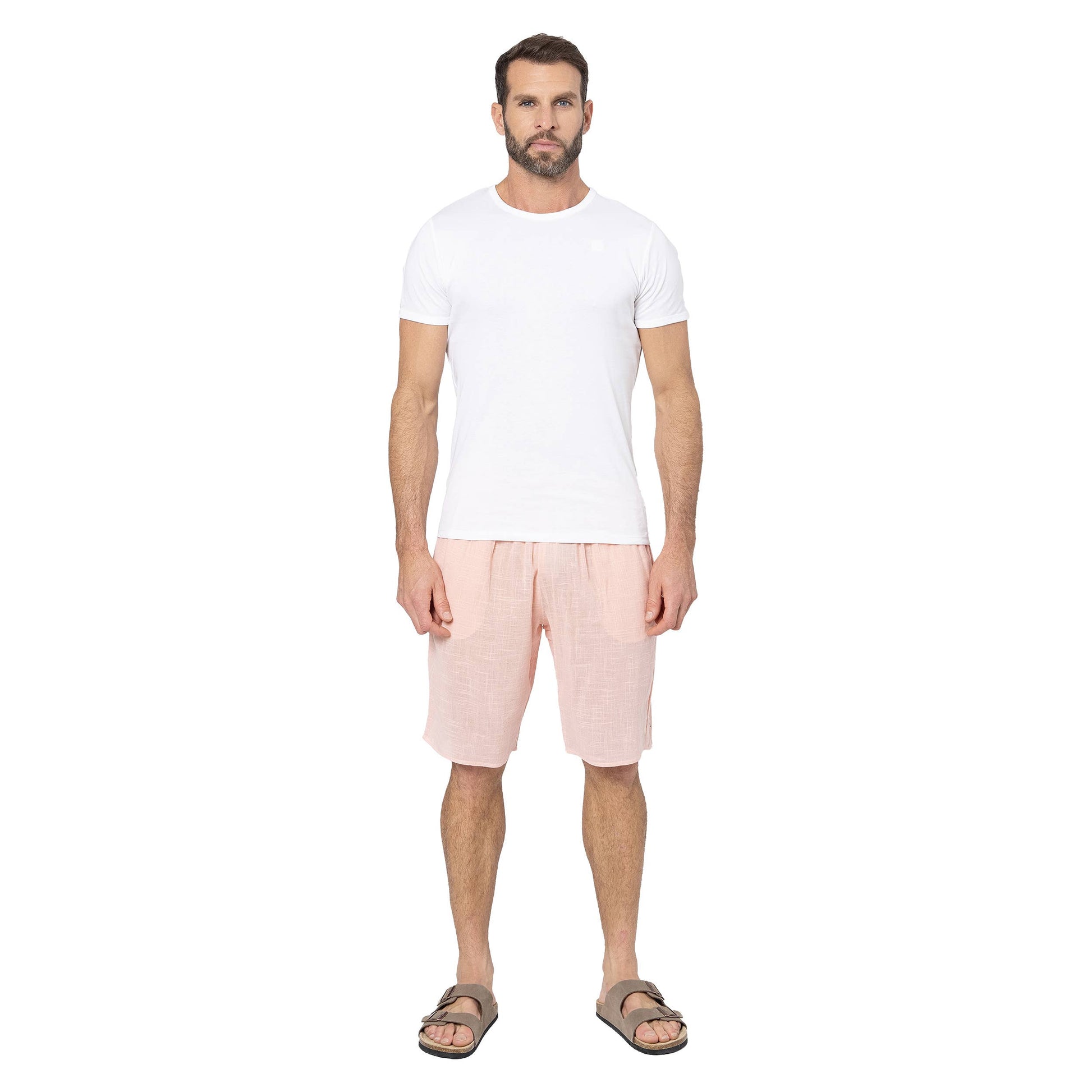 Pantaloncini estivi in cotone rosa con coulisse