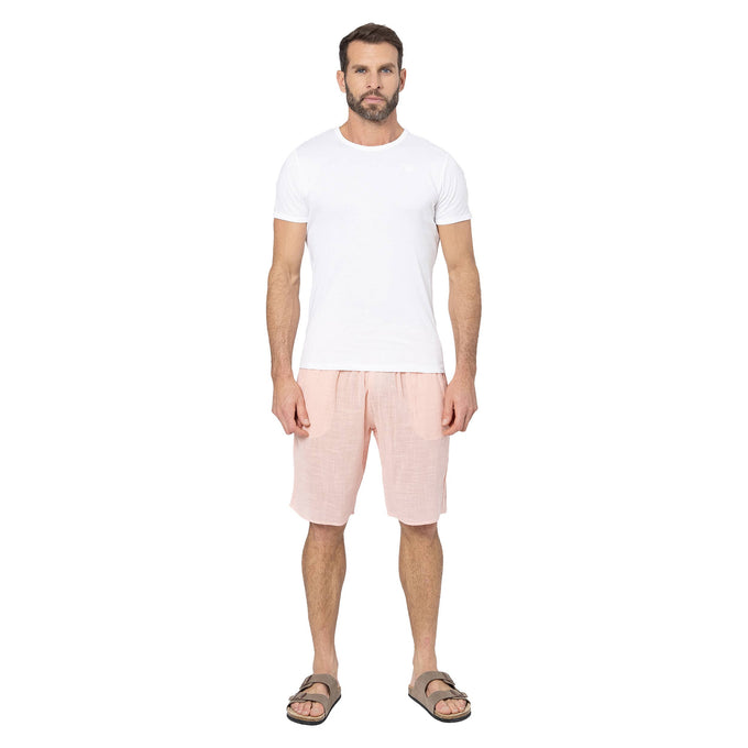 Pantaloncini estivi in cotone rosa con coulisse
