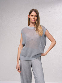 Maglione in maglia aperta laminata
