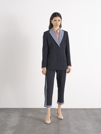 Blazer con revers a contrasto blu