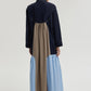 Abito lungo colour block con colletto in misto cotone