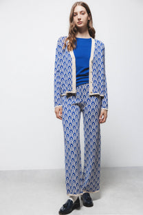 Pantaloni in maglia jacquard a motivo geometrico