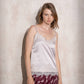 Top in raso con pizzo