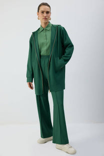 Giacca lunga con cappuccio e zip