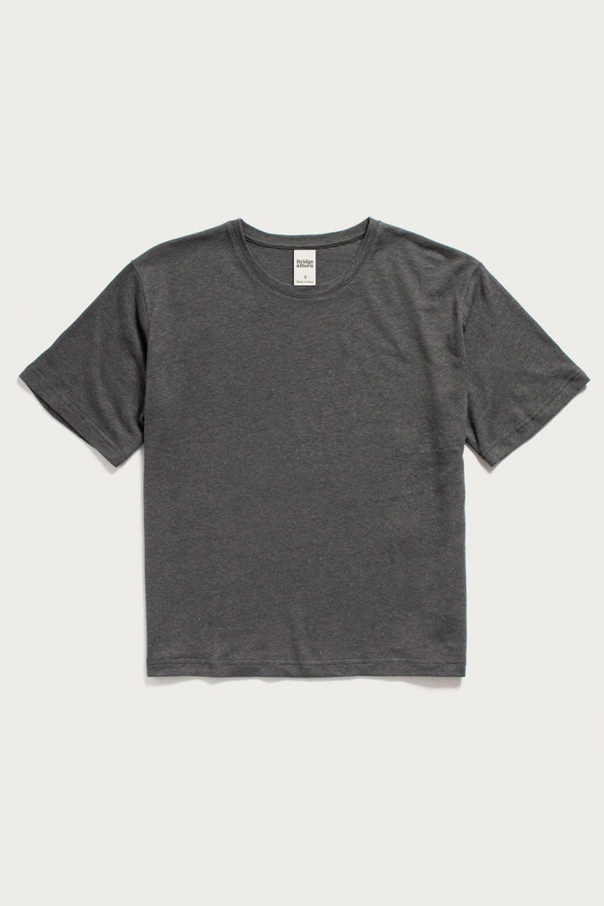 T-shirt boxy in canapa e cotone biologico grigio ardesia