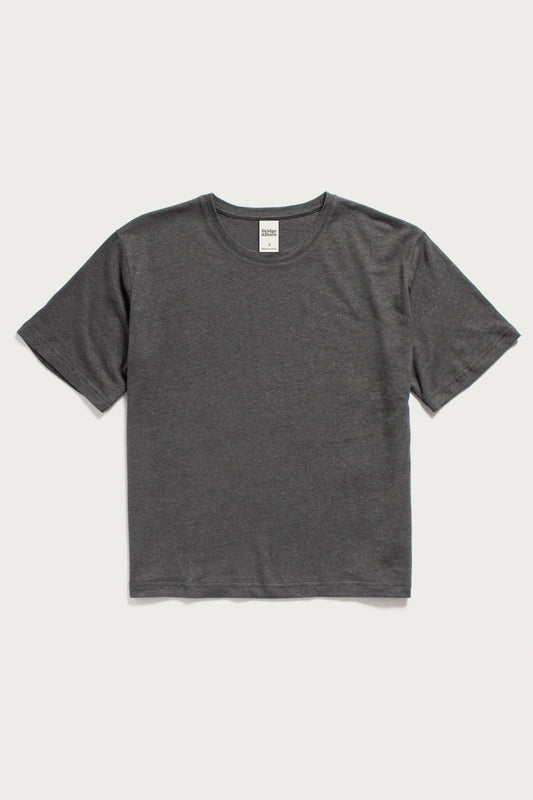 T-shirt boxy in canapa e cotone biologico grigio ardesia