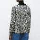 Maglione in maglia con motivo zebra e scollo a V