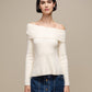 Maglione in maglia off-shoulder a coste