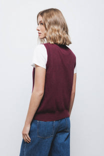 Gilet in maglia con scollo a V e bottoni