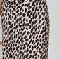 Gonna lunga animalier beige con bottoni dorati
