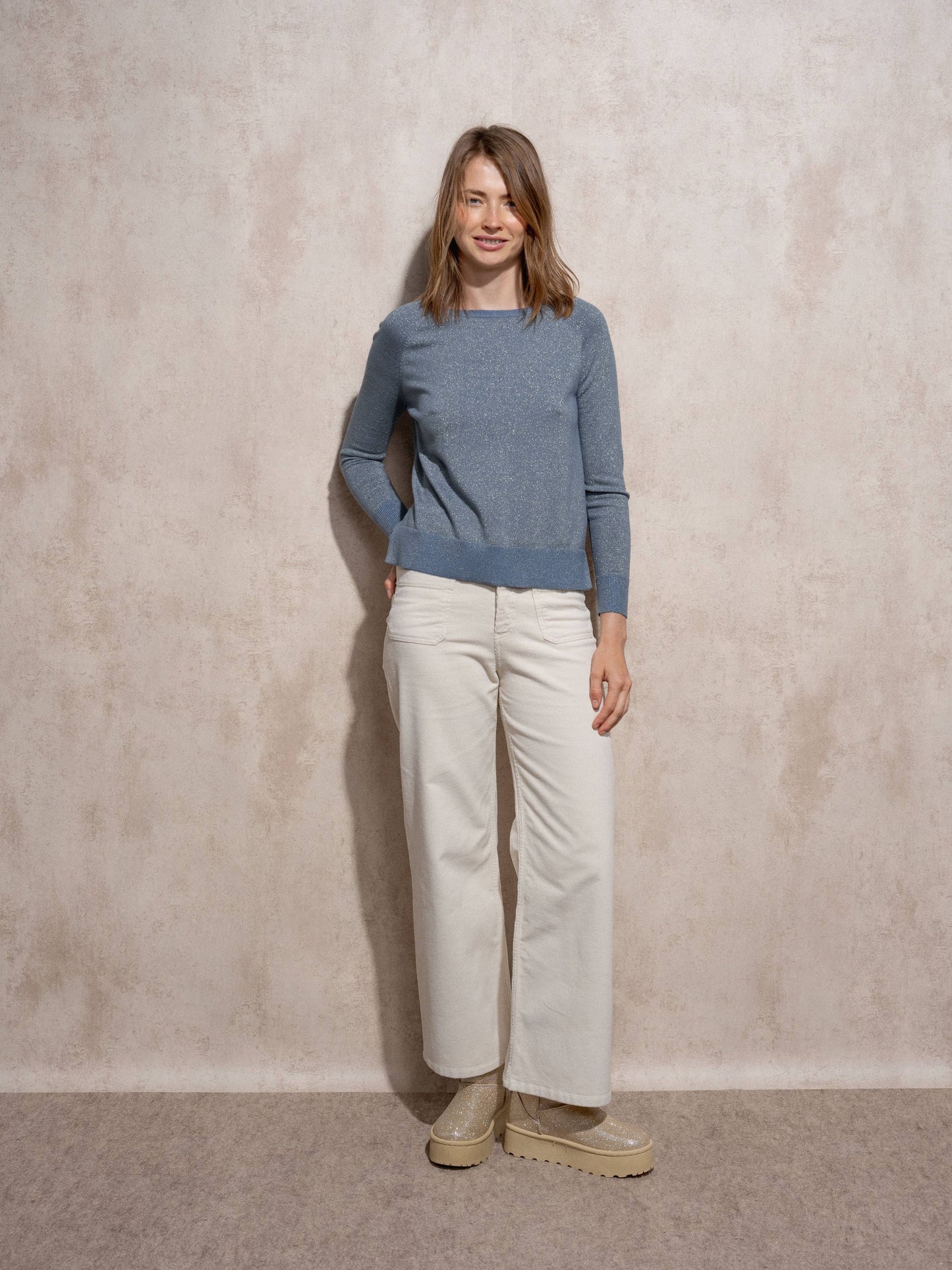 Maglione girocollo in lurex da donna