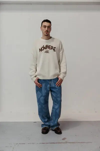 Maglione beige Nowhere in cotone biologico