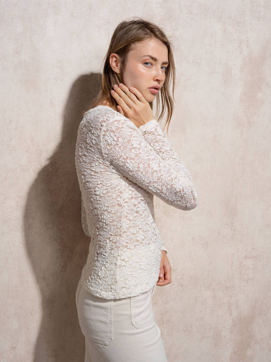 Blusa in pizzo elasticizzato