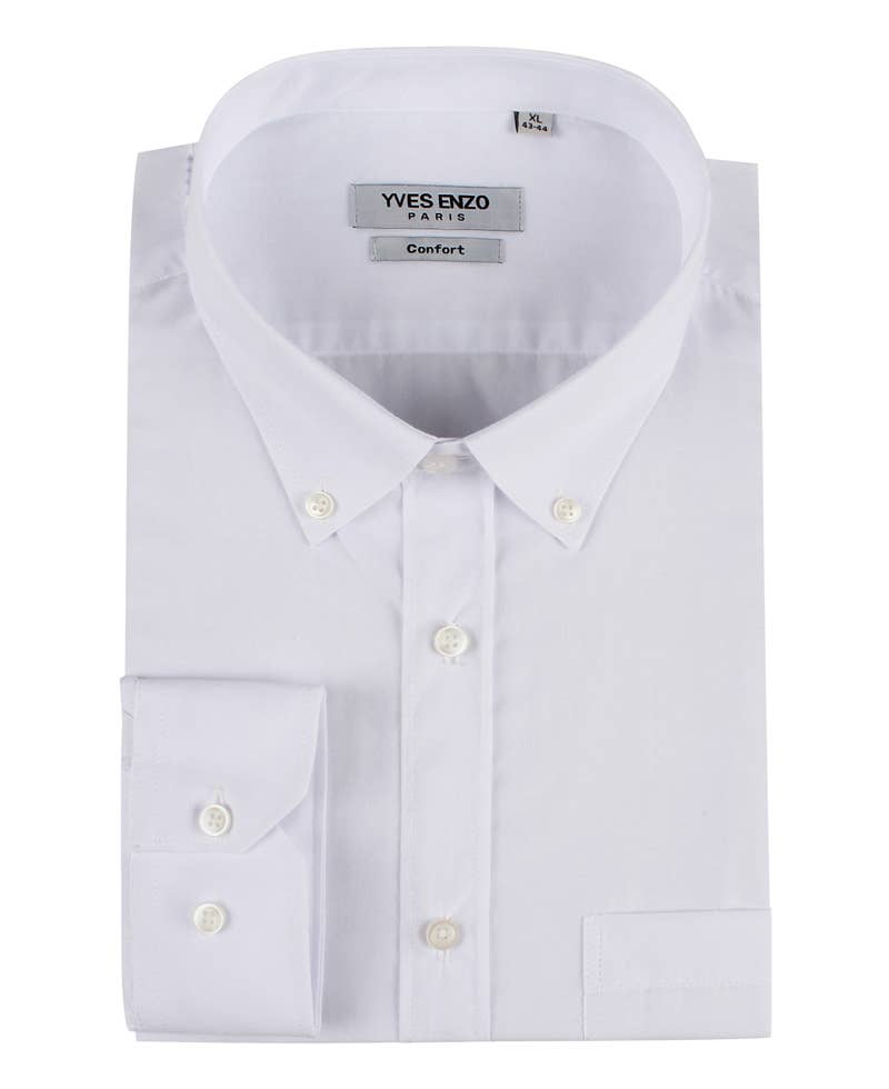 Camicia bianca comfort fit con colletto button-down