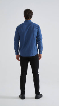 Camicia a righe comfort blu navy
