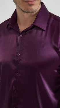 Camicia satinata viola da uomo