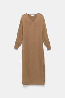 Abito lungo in maglia con scollo a V